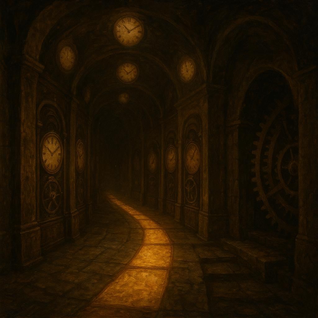 Cadence of the amber clockwork corridor